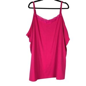 Catherines‎ Suprema Collection Hot Pink Lace Trim Cami Tank Top Plus Size 4X
